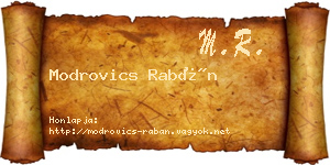 Modrovics Rabán névjegykártya